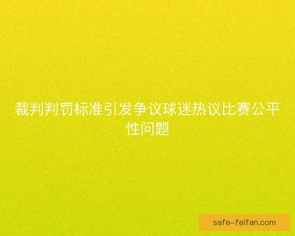 裁判判罚标准引发争议球迷热议比赛公平性问题
