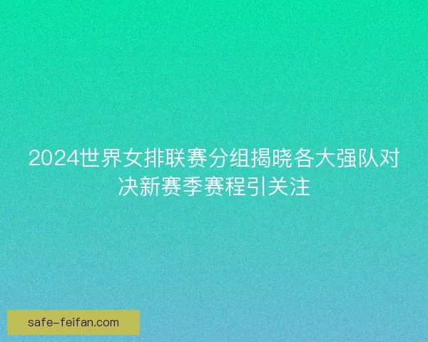 2024世界女排联赛分组揭晓各大强队对决新赛季赛程引关注